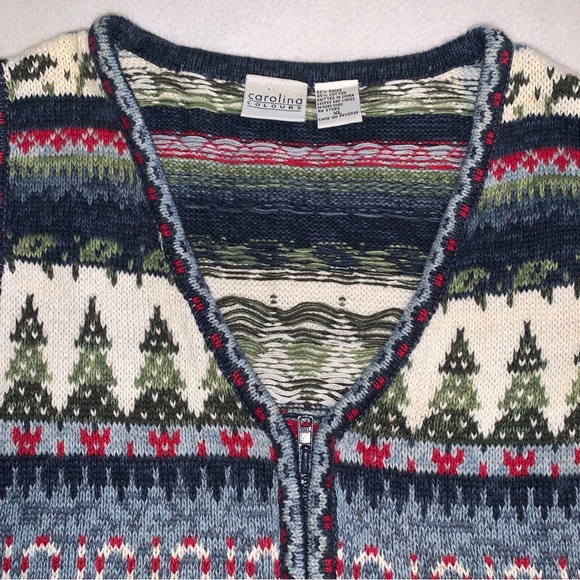 Carolina Colours Vintage Christmas Fair Isle Sweater Vest XL - Picture 2 of 6